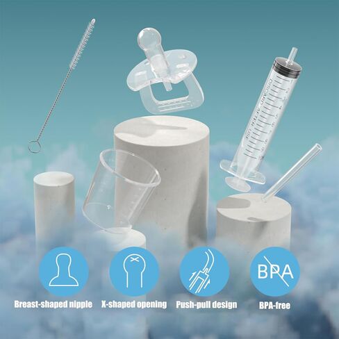 PandaEar Baby Medicine Dispenser Kit (4PCS) - Oral Syringe, Pacifier Medicine Feeder, Measuring Cup & Cleaning Brush | Silicone Baby Medicine Dropper for Newborns, Infants & Toddlers in Saudi Arabia