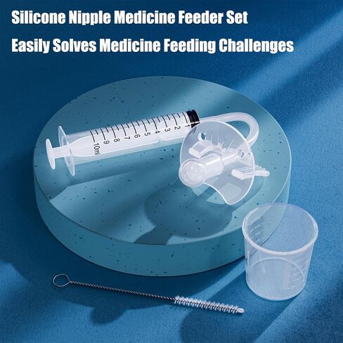 PandaEar Baby Medicine Dispenser Kit (4PCS) - Oral Syringe, Pacifier Medicine Feeder, Measuring Cup & Cleaning Brush | Silicone Baby Medicine Dropper for Newborns, Infants & Toddlers in Saudi Arabia