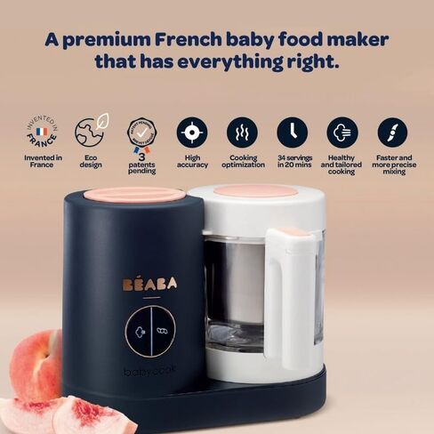 BEABA Babycook Neo Baby Food Maker | Non-Toxic Glass & Stainless Steel | Trusted by Celebrity Moms | Sustainable Baby Food Processor | Global Leader | 34 Servings in 20 Mins in Saudi Arabia