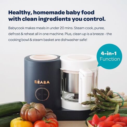 BEABA Babycook Neo Baby Food Maker | Non-Toxic Glass & Stainless Steel | Trusted by Celebrity Moms | Sustainable Baby Food Processor | Global Leader | 34 Servings in 20 Mins in Saudi Arabia