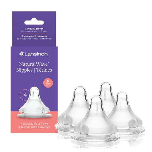 Lansinoh NaturalWave Baby Bottle Nipples, Extra Slow Flow, Size XS, 0+ Months, 4 Count – 100% Soft, Durable Silicone, Made Without BPA BPS, Anti-Colic, Supports Baby’s Developing Mouth and Teeth in Kuwait