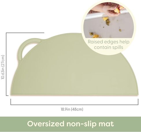 Rectangular Silicone Placemat - Suction Food Catcher for High Chair & Kids, Non-Slip Washable Table Mats, Travel Toddler Placemat & Baby-Led Weaning Supplies, Mint in Saudi Arabia