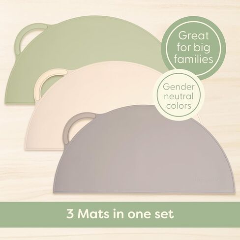 Rectangular Silicone Placemat - Suction Food Catcher for High Chair & Kids, Non-Slip Washable Table Mats, Travel Toddler Placemat & Baby-Led Weaning Supplies, Mint in Saudi Arabia