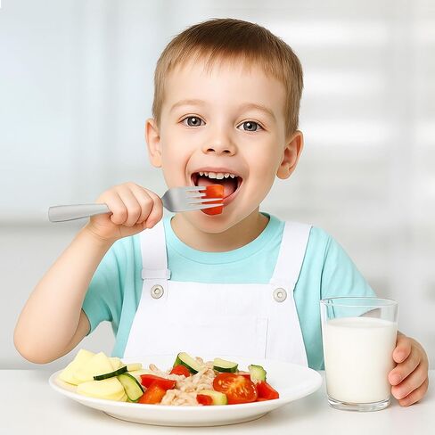 Stainless Steel Toddler Utensils Set - 14 Pcs Kids Silverware, Safe Food Grade, Mirror Polished, Dishwasher Safe, Perfect for Little Hands, Trendy & Durable. ﻿ in Saudi Arabia