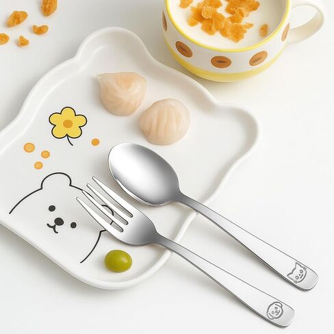 Stainless Steel Toddler Utensils Set - 14 Pcs Kids Silverware, Safe Food Grade, Mirror Polished, Dishwasher Safe, Perfect for Little Hands, Trendy & Durable. ﻿ in Saudi Arabia