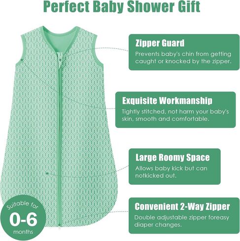 SWEET DOLPHIN Baby Sleep Sack 0-6 Months - 100% Cotton 2-Way Zipper TOG 0.5 Infant Wearable Blanket, Newborn Essentials Toddler 3 Pack Sleeping Sacks - Grey in Saudi Arabia