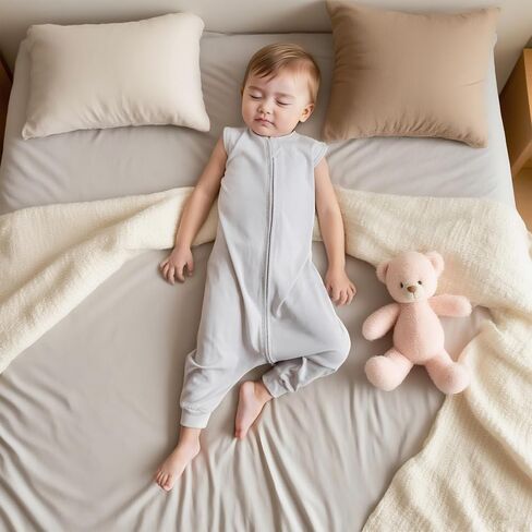 Toddler Sleep Sack with Feet，100% Cotton Solid Color Baby Sleeping Bag,Light and Soft Baby Wearable Blanket for Walkers in Kuwait