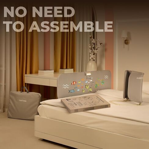 Toddler Bed Rail with Night Light - Foldable Bed Side Rails - Fits for Most Beds Bed Rails for Full Size Bed, Queen Size Rails, Twin Rails - Portable Fence for Baby - 48inch in Kuwait