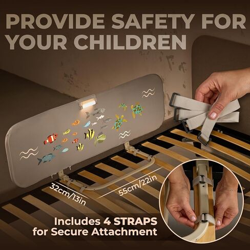 Toddler Bed Rail with Night Light - Foldable Bed Side Rails - Fits for Most Beds Bed Rails for Full Size Bed, Queen Size Rails, Twin Rails - Portable Fence for Baby - 48inch in Kuwait