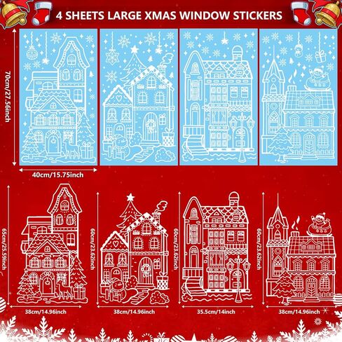 AhfuLife Large Halloween Ghost Window Clings Decorations, 12.6 x 35.4 inc, 4 Sheets Big Spooky Ghost Window Stickers Double Side Reusable Decals for Halloween Home Party Indoor Decorations in Saudi Arabia