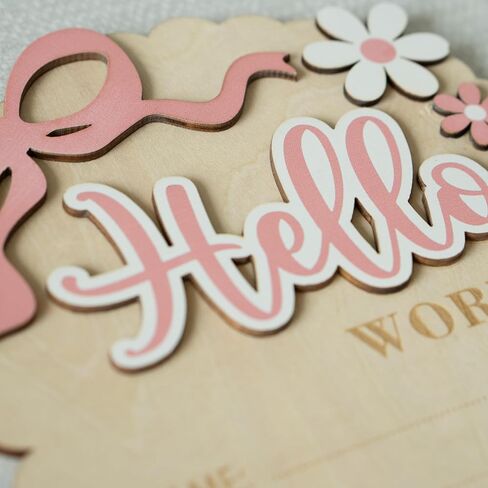 لافتة إعلان الطفل، لافتة Hello World Newborn للمستشفى، بطاقة She's Here، أفكار لإعلانات الطفل، دعامات تصوير لحديثي الولادة على الوجهين (HW3) in Saudi Arabia