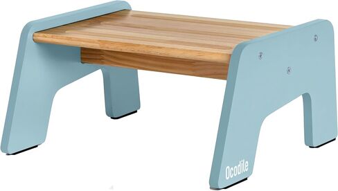 OCODILE 1-Step Wooden Step Stool for Toddlers | Kids Step Stool for Bathroom Sink, Kitchen, and Potty Training | Non-Slip Stool for Toilet Independence | Wooden Step for Children Ages 2+ Blue in Saudi Arabia