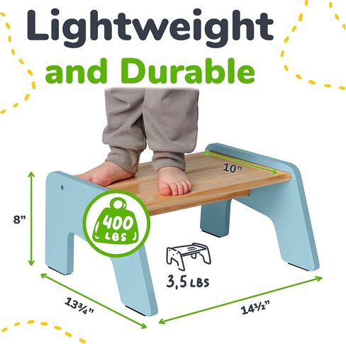 OCODILE 1-Step Wooden Step Stool for Toddlers | Kids Step Stool for Bathroom Sink, Kitchen, and Potty Training | Non-Slip Stool for Toilet Independence | Wooden Step for Children Ages 2+ Blue in Saudi Arabia