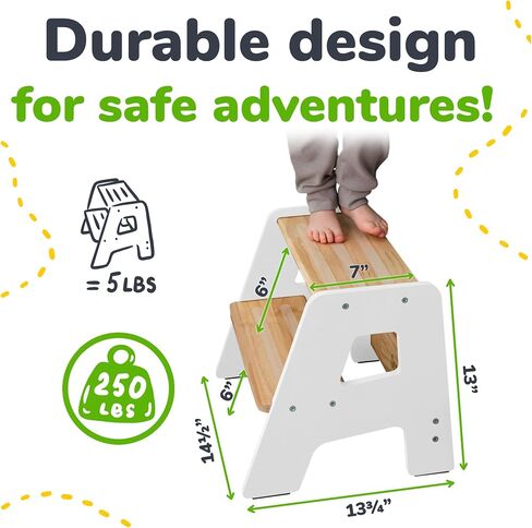 OCODILE 1-Step Wooden Step Stool for Toddlers | Kids Step Stool for Bathroom Sink, Kitchen, and Potty Training | Non-Slip Stool for Toilet Independence | Wooden Step for Children Ages 2+ Blue in Saudi Arabia