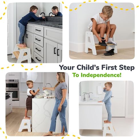 OCODILE 1-Step Wooden Step Stool for Toddlers | Kids Step Stool for Bathroom Sink, Kitchen, and Potty Training | Non-Slip Stool for Toilet Independence | Wooden Step for Children Ages 2+ Blue in Saudi Arabia