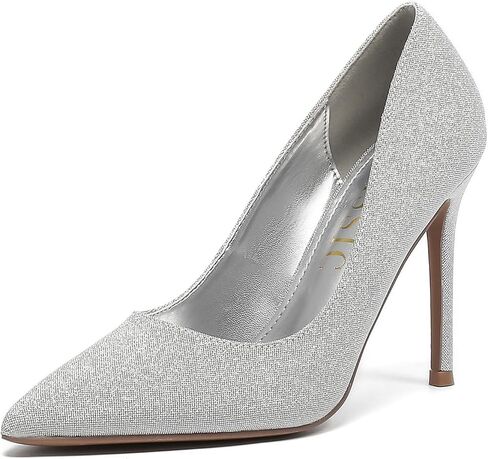 Women's Closed Heels Pointed Toe Pumps High Heels Silver Party Wedding Dress Shoes 4 Inch Slip on Heeled Sandals Platform Crystal Rhinestone Comfort Sexy Lowpointed in Saudi Arabia