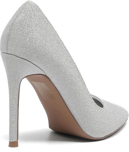 Women's Closed Heels Pointed Toe Pumps High Heels Silver Party Wedding Dress Shoes 4 Inch Slip on Heeled Sandals Platform Crystal Rhinestone Comfort Sexy Lowpointed in Saudi Arabia