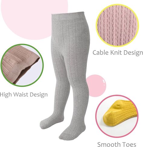 Marchare Baby Girls Tights Cable Knit Tights Thick Solid Footed Leggings Winter Warm Stockings in Saudi Arabia
