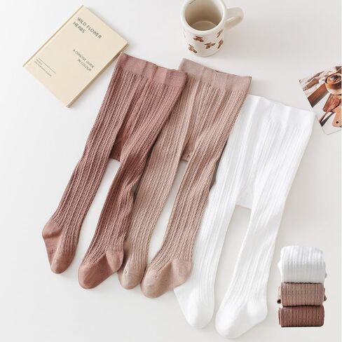 Marchare Baby Girls Tights Cable Knit Tights Thick Solid Footed Leggings Winter Warm Stockings in Saudi Arabia