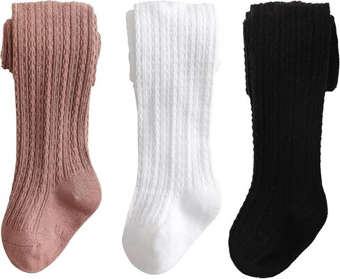 Marchare Baby Girls Tights Cable Knit Tights Thick Solid Footed Leggings Winter Warm Stockings in Saudi Arabia