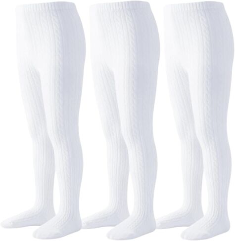 Marchare Baby Girls Tights Thick Cable Knit Tight Solid Footed Leggings Warm Stockings For Kids in Saudi Arabia