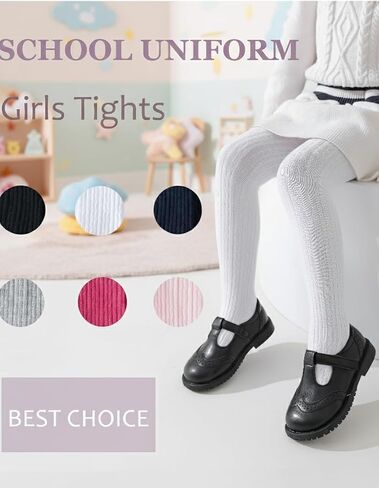Marchare Baby Girls Tights Thick Cable Knit Tight Solid Footed Leggings Warm Stockings For Kids in Saudi Arabia