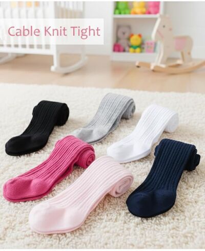 Marchare Baby Girls Tights Thick Cable Knit Tight Solid Footed Leggings Warm Stockings For Kids in Saudi Arabia