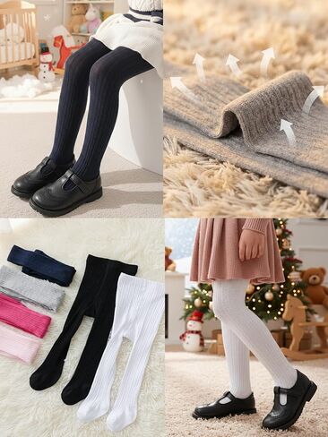Marchare Baby Girls Tights Thick Cable Knit Tight Solid Footed Leggings Warm Stockings For Kids in Saudi Arabia