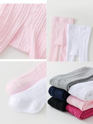 Marchare Baby Girls Tights Thick Cable Knit Tight Solid Footed Leggings Warm Stockings For Kids in Saudi Arabia