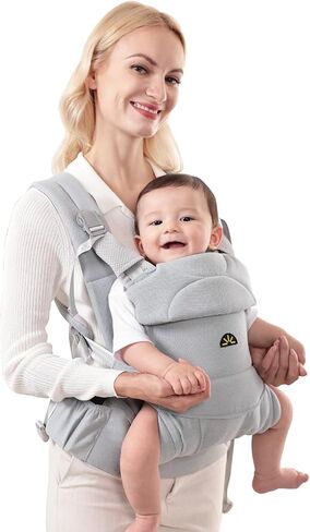 Baby Carrier for Newborns to Toddlers, Adjustable, Ultra-Soft and Weightless, Ergonomic Baby Carrier with Head Support, Baby Travel Gear, Baby Essentials (Grey) in Saudi Arabia