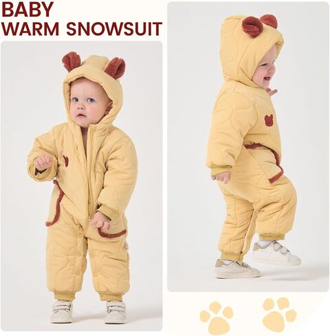 JiAmy Baby Bear Snowsuit Baby Winter Clothes Hooded Newborn Winter Coat Toddler Boy Girl Clothes in Saudi Arabia