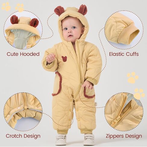 JiAmy Baby Bear Snowsuit Baby Winter Clothes Hooded Newborn Winter Coat Toddler Boy Girl Clothes in Saudi Arabia