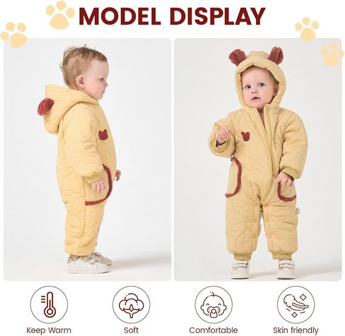 JiAmy Baby Bear Snowsuit Baby Winter Clothes Hooded Newborn Winter Coat Toddler Boy Girl Clothes in Saudi Arabia