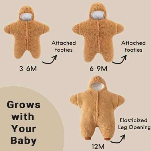 BINIDUCKLING Baby Bunting Suit Starfish Outfit for Fall & Winter Fleece Pramsuit 3-12 Months in Saudi Arabia