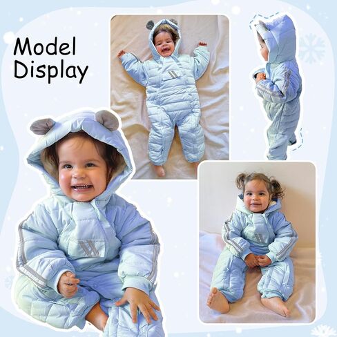 بدلة ثلج للأطفال من JiAmy Baby بغطاء للرأس للشتاء، ملابس شتوية مزدوجة للفتيات والأولاد بسحاب in Kuwait
