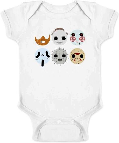 Pop Threads Horror Masks Monster Scary Movie Halloween Spooky Infant Baby Boy Girl Bodysuit in Saudi Arabia