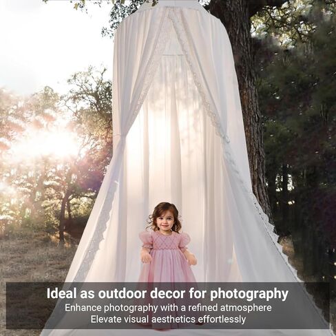 OldPAPA Kids Bed Canopy with Pom Pom Hanging Mosquito Net for Baby Crib Nook Castle Game Tent Nursery Play Room Decor，White in Saudi Arabia