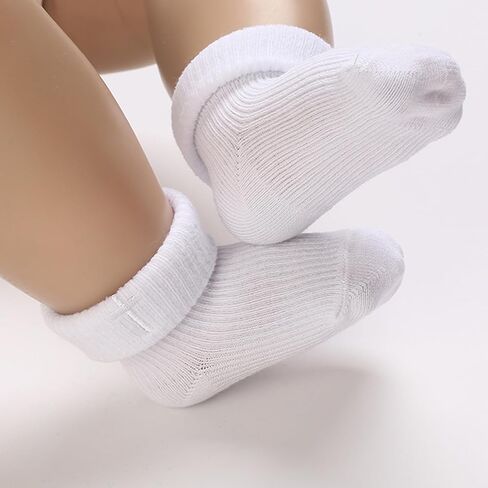 جوارب لحديثي الولادة، جوارب قطنية بيضاء ذات أساور دائرية للتعميد مع صليب للأطفال الأولاد والبنات in Kuwait