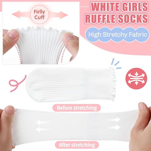 Baby Girls Toddlers Ruffle Grip Socks Uniform School Dress Anti Slip Non Skid Frilly Breathable Crew Cotton Socks 9 Pairs in Kuwait
