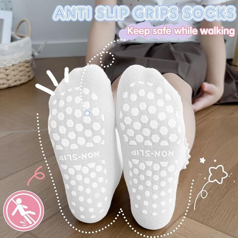 Baby Girls Toddlers Ruffle Grip Socks Uniform School Dress Anti Slip Non Skid Frilly Breathable Crew Cotton Socks 9 Pairs in Kuwait