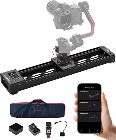 IFOOTAGE Mini Motorized Camera Shark Slider Nano N1-B إصدار الحزمة، مسار دوللي من سبائك الألومنيوم، حاجز تثبيت الفيديو، فاصل زمني، إيقاف الحركة وحركة الكاميرا الداخلية أو الخارجية in Saudi Arabia
