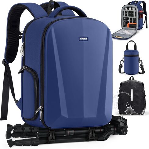 SDYSM Camera Backpack, Hardshell DSLR/SLR Camera Bag with Lens Pouch & 15.6" Laptop Compartment Waterproof Camera Case with Rain Cover Photography Backpack Compatible for Canon/Nikon/Sony/Drone Black in Kuwait