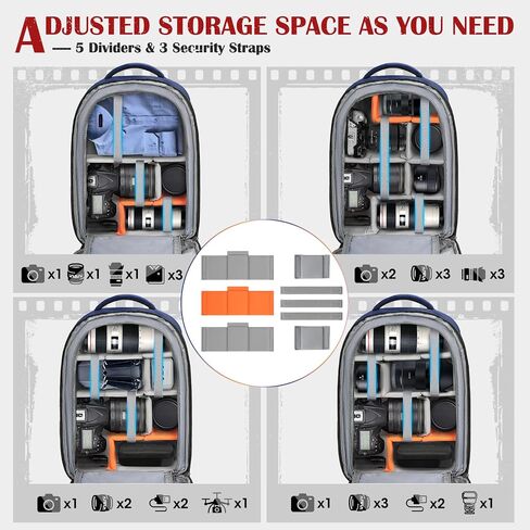 SDYSM Camera Backpack, Hardshell DSLR/SLR Camera Bag with Lens Pouch & 15.6" Laptop Compartment Waterproof Camera Case with Rain Cover Photography Backpack Compatible for Canon/Nikon/Sony/Drone Black in Kuwait