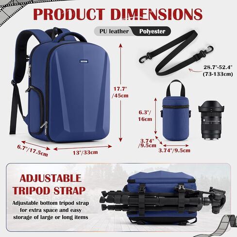SDYSM Camera Backpack, Hardshell DSLR/SLR Camera Bag with Lens Pouch & 15.6" Laptop Compartment Waterproof Camera Case with Rain Cover Photography Backpack Compatible for Canon/Nikon/Sony/Drone Black in Kuwait