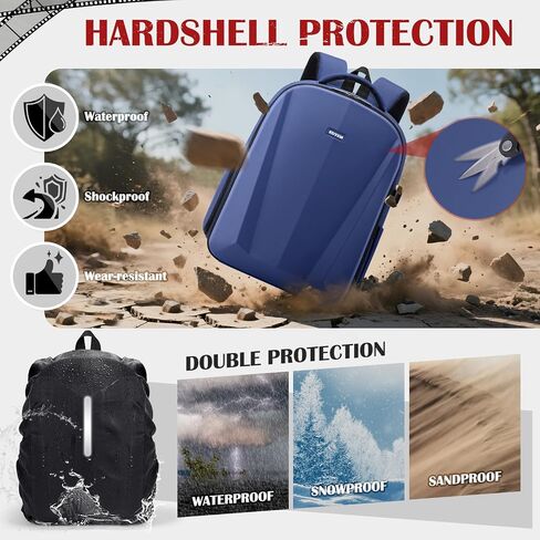 SDYSM Camera Backpack, Hardshell DSLR/SLR Camera Bag with Lens Pouch & 15.6" Laptop Compartment Waterproof Camera Case with Rain Cover Photography Backpack Compatible for Canon/Nikon/Sony/Drone Black in Kuwait
