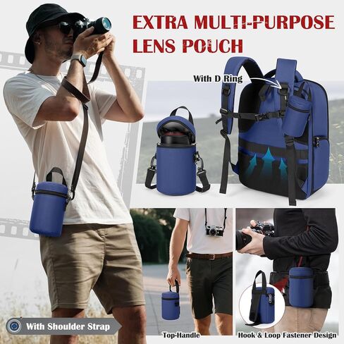 SDYSM Camera Backpack, Hardshell DSLR/SLR Camera Bag with Lens Pouch & 15.6" Laptop Compartment Waterproof Camera Case with Rain Cover Photography Backpack Compatible for Canon/Nikon/Sony/Drone Black in Kuwait