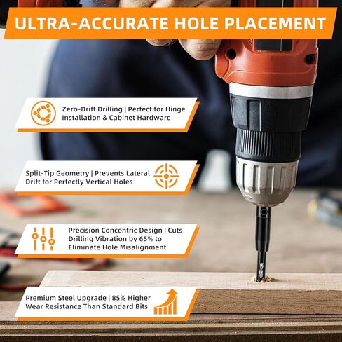 Self Centering Drill Bit Set, Upgraded VIX Bit, CC2430 3/32'',7/64",1/8''for 1/4In Hex Shank, #6#8#10 Hinge Drilling, Ultra-Durable Steel Construction (3 Pcs Set) in Saudi Arabia