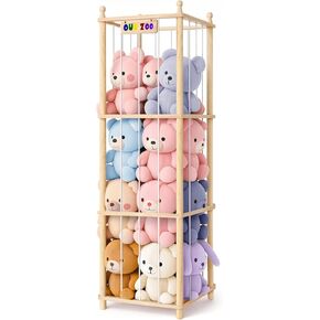 Stuffed Animal Storage & Organizer Wooden Stuffed Animals Zoo with Elastic Cords for Kids, Space-Saving Toy Holder for Toddler Rooms, Bedrooms, Playrooms & Nursery in Saudi Arabia
