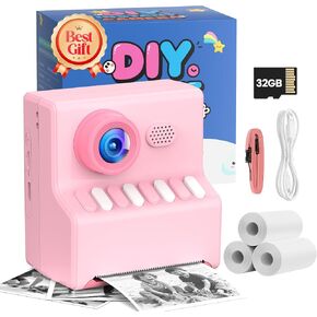 Kids Camera Instant Print Pink: HODDRCCN 32G Instant Print Camera for Kids -1080P HD - Christmas Birthday for Girls Age 3-12 - Ideal Toy for 3 4 5 6 7 8 9 10 11 12 Girls Boys in Saudi Arabia