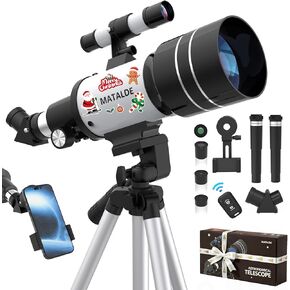 Telescope for Beginners & Kids, 70mm Aperture Refractor Astronomy Telescope with 300mm Focal Length, 15X-150X Magnification, Includes Full Accessory Kit & Tripod, Phone Adapter, Wireless Remote in Saudi Arabia